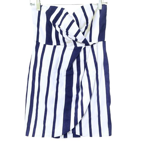 Olivaceous Striped Strapless Mini Dress Nautical Womens Size Medium Blue White - Picture 1 of 10